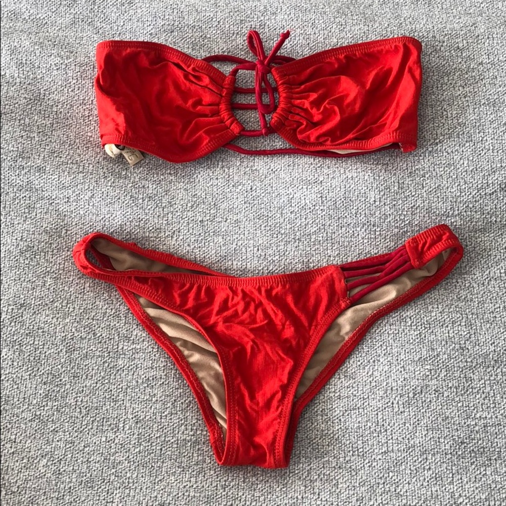Tyler Rose red bandeau bikini, size small